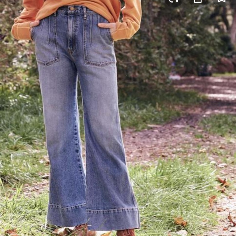THE GREAT. Blue Flare & Wide Leg Jeans